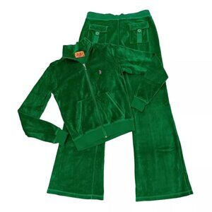 Vintage Juicy Couture Tracksuit Matching Set Jacket Pants Small Pockets Flared